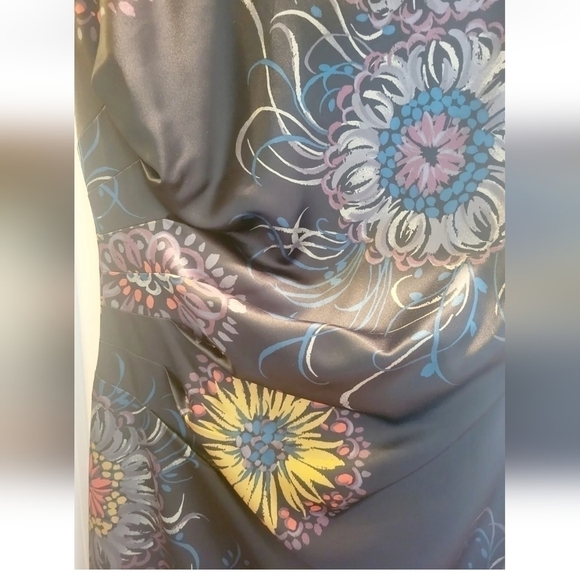 THE LIMITED Navy Floral Scoop Neck Fitted Dress Cap Sleeves Sz Sm - Picture 3 of 4